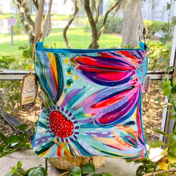 FLORAL MULTI COLOR SUMMER HANDBAG - CROSSBODY/SHOULDER BAG NWT “Art-to wear - Picture 14 of 15